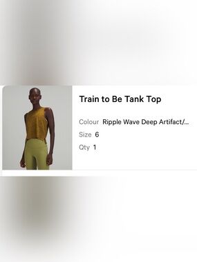lululemon athletica Train to Be Tank Top - Ripple Wave Deep Artifact (mustard)
